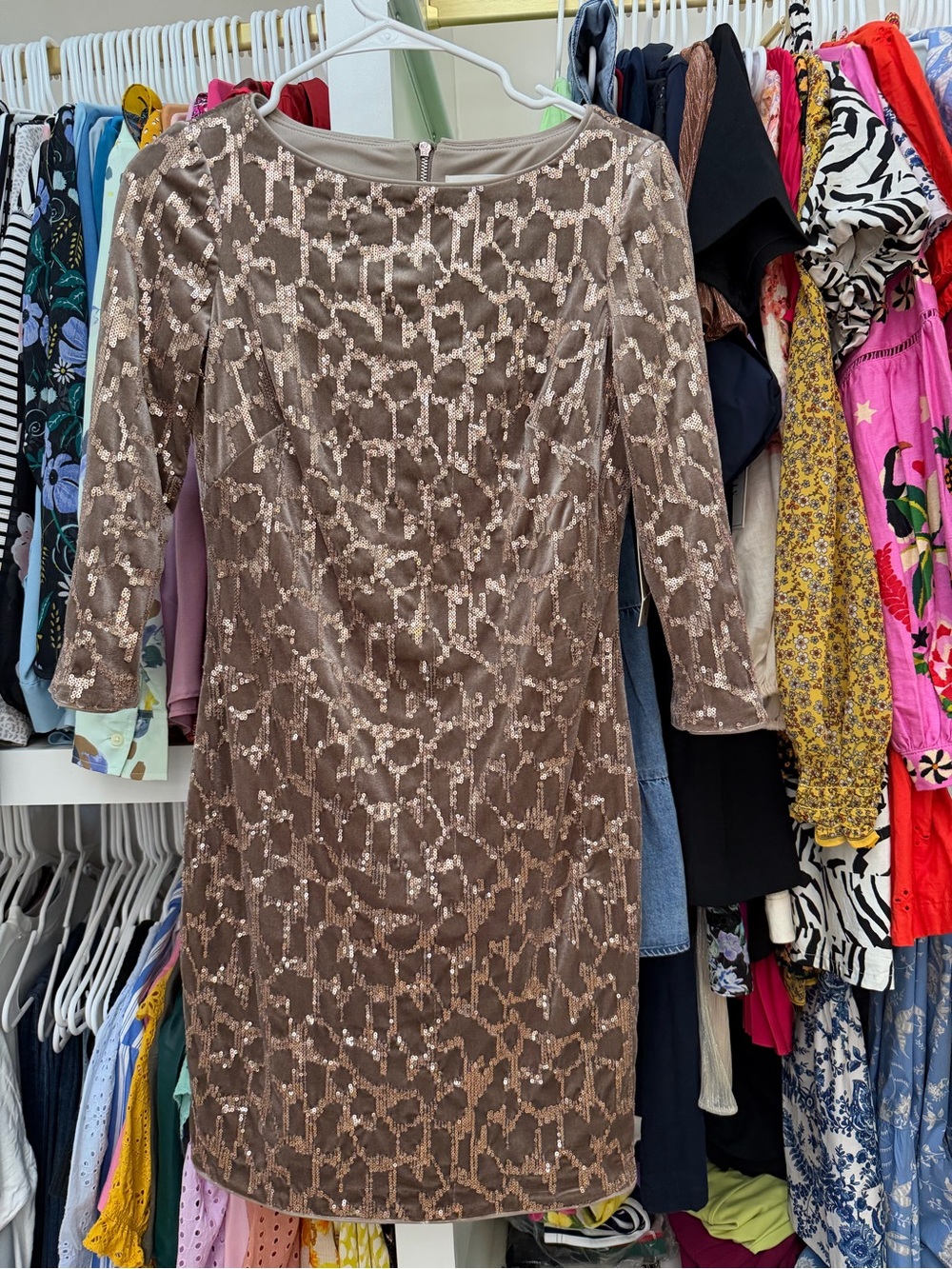 Eliza J Gray Velvet Sheath Sequin Midi Dress